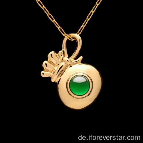 18k echter Goldschmuck Natural Jadeit Jade Anhänger